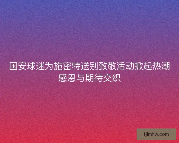 国安球迷为施密特送别致敬活动掀起热潮感恩与期待交织